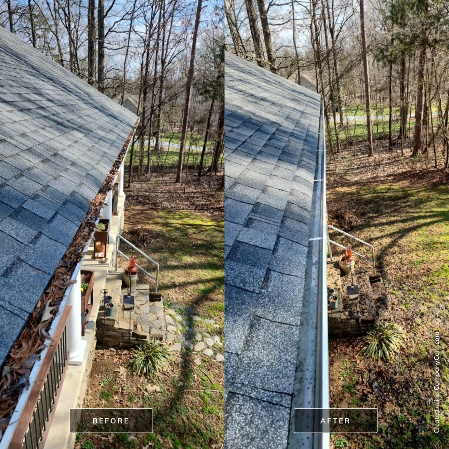 Gutter Cleaning using water