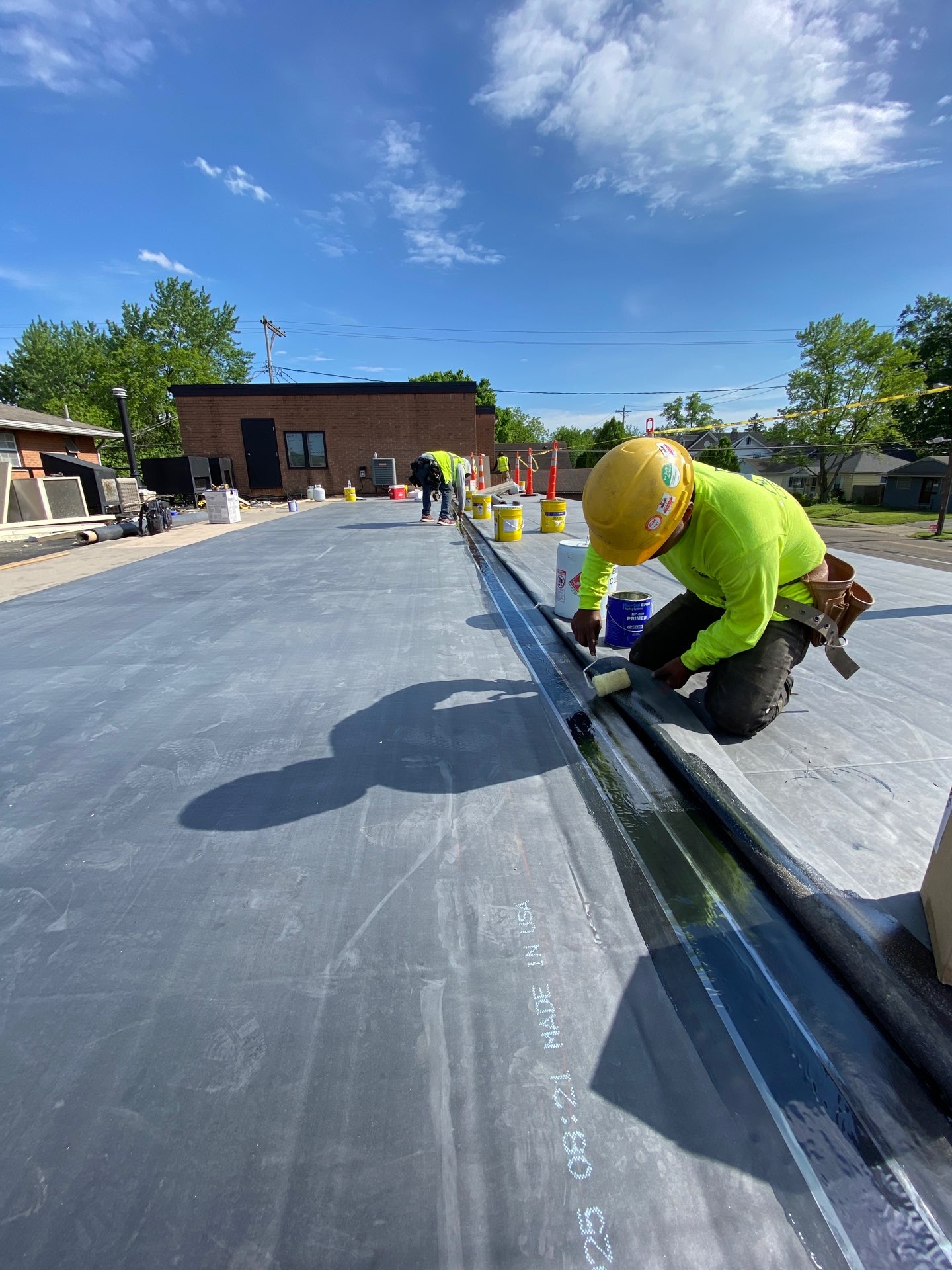 Commercial Roofing Installation using 60 mil rubber roof 