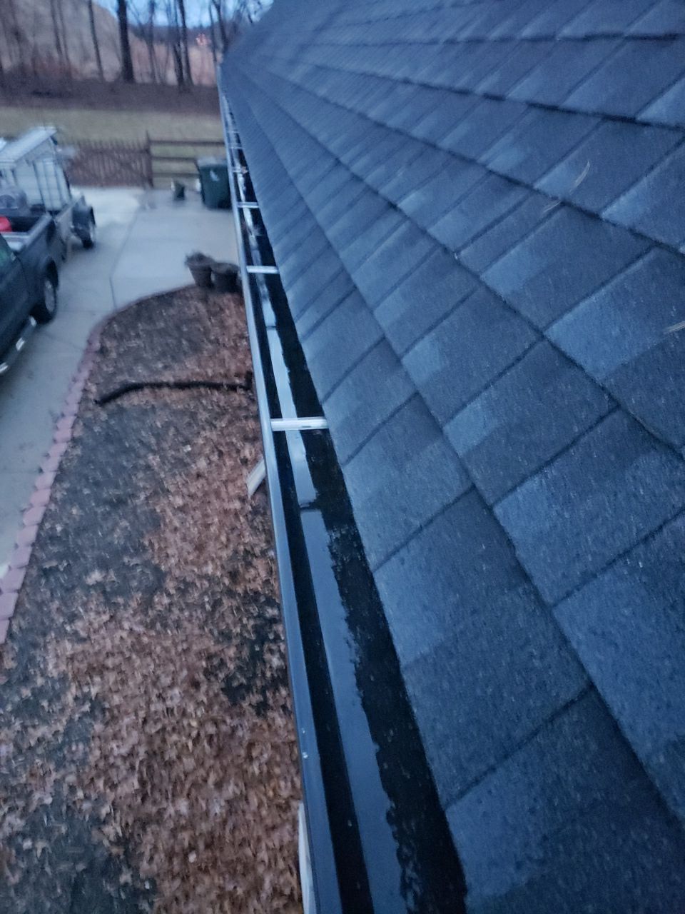 Gutter Cleaning using water
